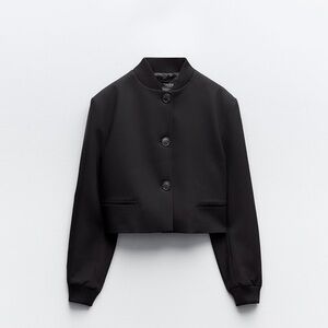 Zara rib collar cropped blazer style bomber jacket